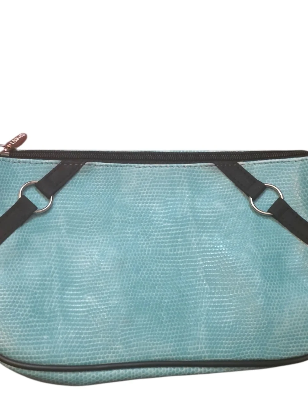 Lancome Aqua Textured Wristlet Clutch with Black Trim
